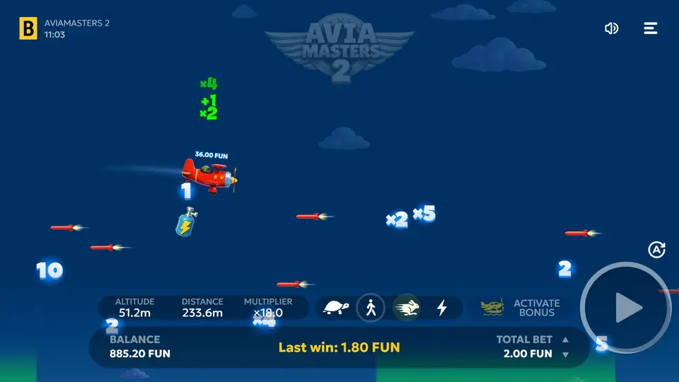 Nitro booster activation with plane leaping forward past rockets